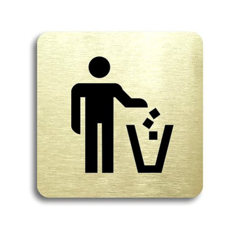 Accept Piktogram "koš na odpadky" (80 × 80 mm) (zlatá tabulka - černý tisk bez rámečku)
