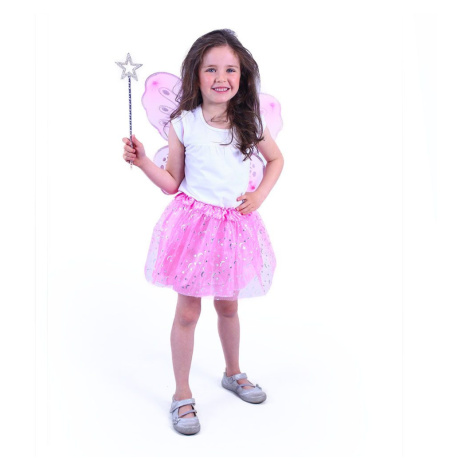 RAPPA Dětský kostým tutu sukně růžová motýl s hůlkou a křídly