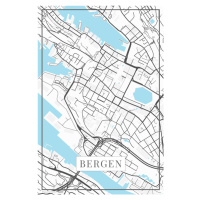 Mapa Bergen white, (26.7 x 40 cm)