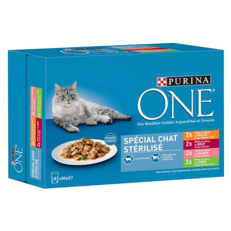 PURINA ONE 24 x 85 g balení pro kočky - Sterilizovaná kočka - kuřecí, hovězí, losos, krůta