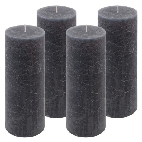 Antracit parafínová svíčka rustikální 20 cm, 90 h, sada 4 ks