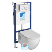 SAPHO Závěsné WC BRILLA Rimless bílá s podomítkovou nádržkou a tlačítkem Schwab, bílá 100614-SET