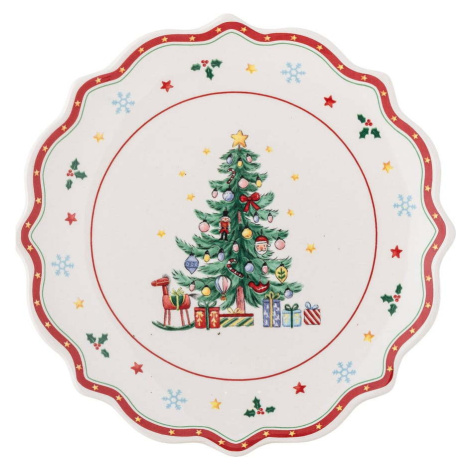 Červeno-krémový servírovací keramický talíř s vánočním motivem ø 17 cm Naive – Bloomingville