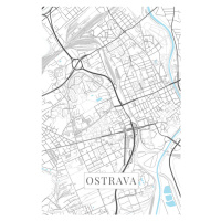 Mapa Ostrava white, 26.7x40 cm