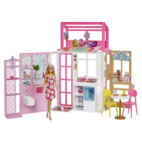 Mattel barbie skládací dům s panenkou a štěňátkem