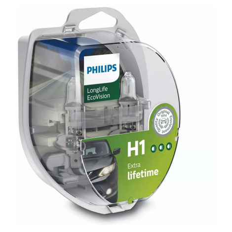 Philips H1 12V 55W P14,5s LongLife EcoVision 2ks 12258LLECOS2