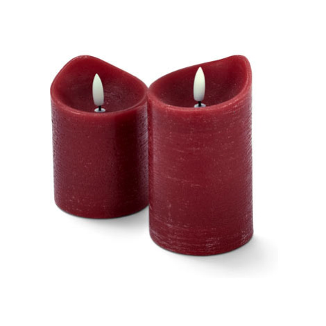 Svíčky z pravého vosku, s LED, 2 ks, červené