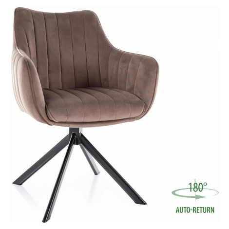 Signal Otočné jídelní křeslo Azalia Velvet cappuccino/černé