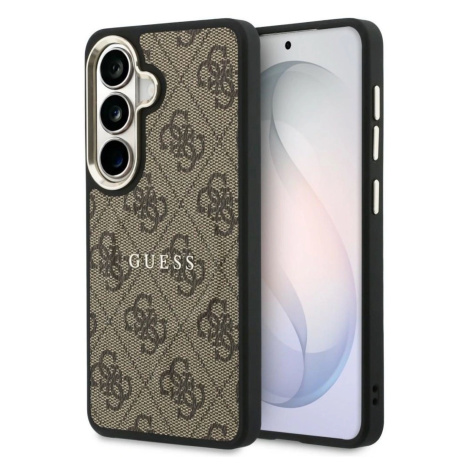 Guess PU 4G Resin Metal Logo Zadní Kryt pro Samsung Galaxy S26+ Brown