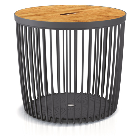 Prosperplast Plastový univerzální koš Clubo s bambus. víkem, antracit, pr. 45 cm