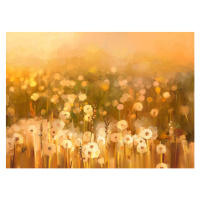 Ilustrace Oil painting daisy-chamomile flowers field  background, Nongkran_ch, 40 × 30 cm