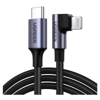 Úhlový kabel Lightning na USB-C UGREEN US305, PD, 3A, 1m (černý)