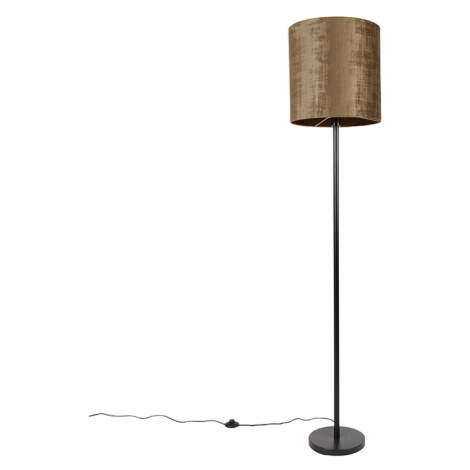 Klasická stojací lampa černá odstín hnědá 40 cm - Simplo QAZQA