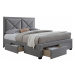 Manželská postel 160x200 cm s úložným prostorem a roštem šedá látka TK3022