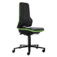 bimos Průmyslová otočná židle NEON ESD, kolečka, permanentní kontakt, PU pěna, zelený flexibilní