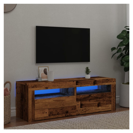 vidaXL TV stolek s LED old wood 120 x 35 x 40 cm kompozitní dřevo