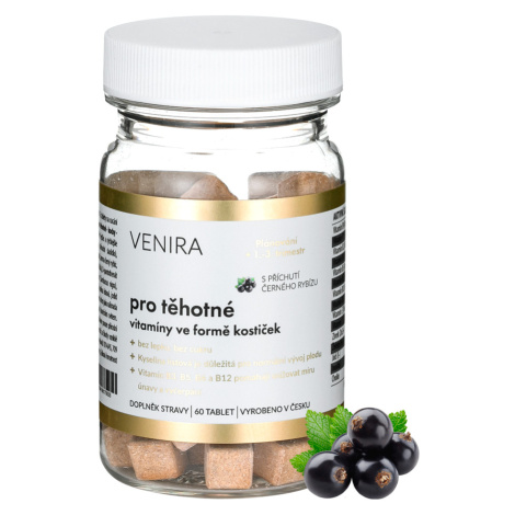 Venira Vitamíny pro těhotné ženy 1.-3. trimestr ve formě kostiček černý rybíz 60 tablet