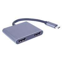 PremiumCord MST adapter USB-C na 2x HDMI, USB3.0, PD, rozlišení 4K a FULL HD 1080p