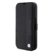 Pouzdro BMW iPhone 14 Pro Max 6,7" black bookcase Leather Textured&Stripe (BMBKP14X22RDPK)