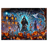 Dřevěné puzzle 1000 dílků Halloween Smrt Smrťáka