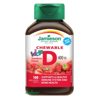 Jamieson Vitamín D3 Kids 400 IU tablety na cucání s příchutí jahody pro děti 100 tablet