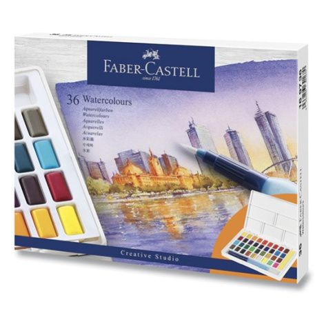 Akvarelové barvy Faber-Castell s paletou, 36 ks