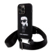 Karl Lagerfeld Liquid Silicone Crossbody Ikonik Kryt iPhone 15 Pro Max černý