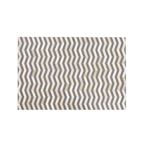 Kožený koberec v šedé a béžové barvě 160 x 230 cm BAGGOZE , 238012 BELIANI