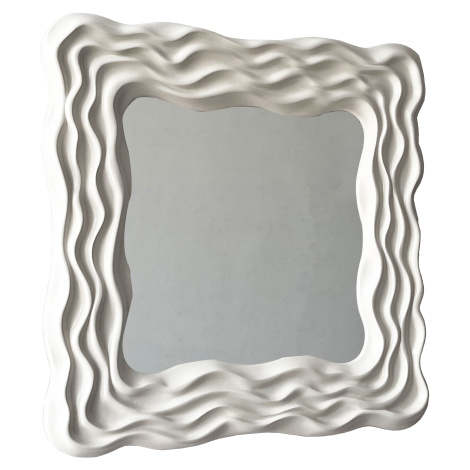 Estila Designové čtvercové nástěnné zrcadlo Fouetté se zdobeným rámem s reliéfním vlnovkovým vzo
