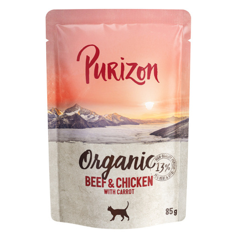 Purizon Organic 12 x 85 g výhodné balení - hovězí a kuřecí s mrkví