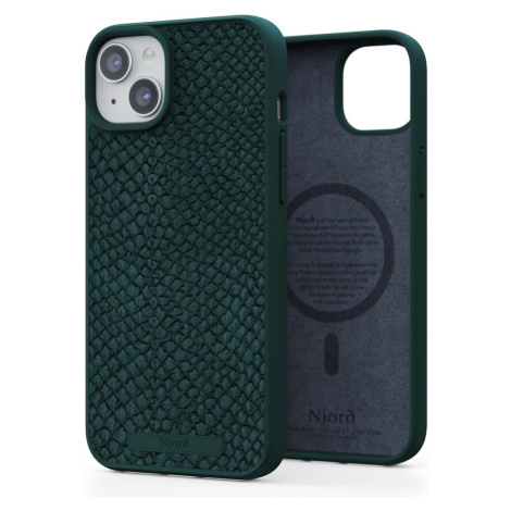 NJORD Salmon Leather Magsafe kryt iPhone 15 Plus zelený