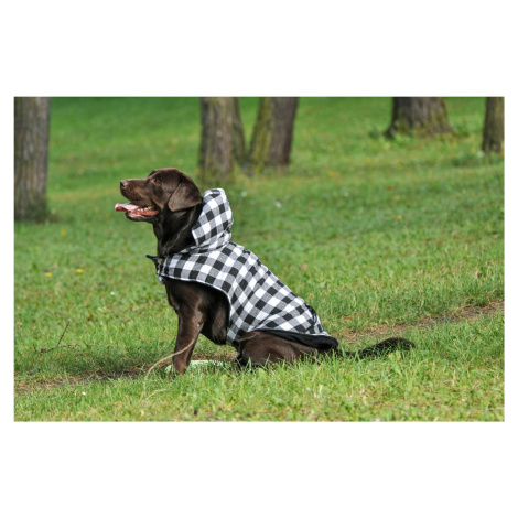 Vsepropejska Max zimní károvaná bunda pro psa Barva: Černo-bílá, Délka zad (cm): 58, Obvod hrudn