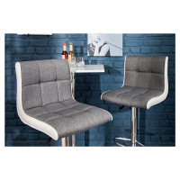 Estila Designová barová židle Modena 90-115cm šedě-bílá
