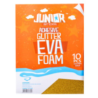 JUNIOR-ST - Dekorační pěna A4 EVA 10 ks zlatá samolepicí glitter 2,0 mm