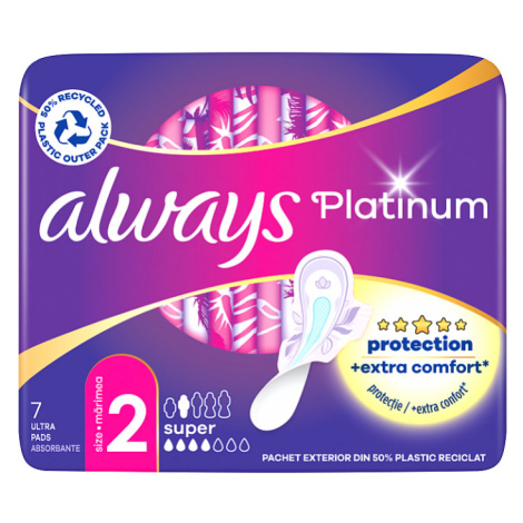 Always Platinum Super Hygienické Vložky S Křidélky 7 ks