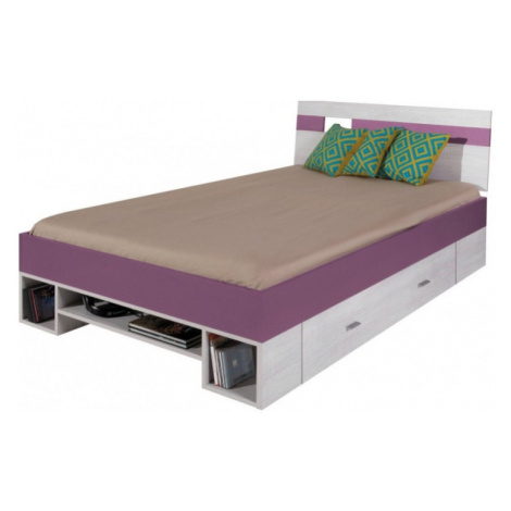 Dětská postel delbert 120x200cm - borovice/fialová