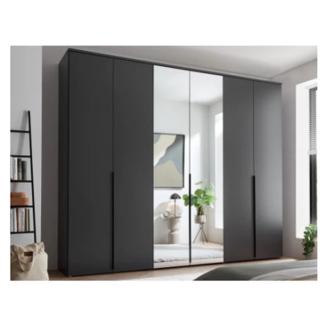 Šatní skříň se zrcadly Kevo, 270 cm, grafitová Asko
