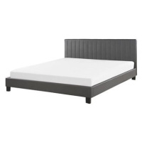 BELIANI postel POITIERS 160 × 200 cm, eko kůže, šedá