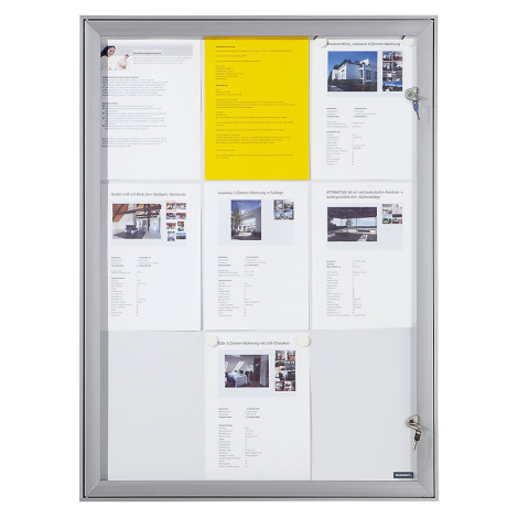 eurokraft pro Informační skříňka s otočnými dveřmi, vnější š x v x h 742 x 1005 x 33 mm, kovová 