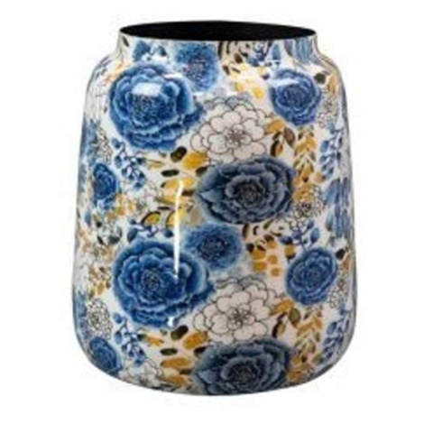 Obal/váza kulatý DUTCH kovový bílo-modrý 24cm Ter Steege