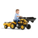 Falk Traktor šlapací Komatsu žlutý s přední lžící a valníkem