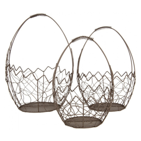 Sada 3 drátených košíků ve tvaru vajíčka Filaire – 28 / 23 / 18 cm Clayre & Eef