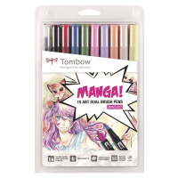 Tombow, ABT-10C-MANGA2, ABT Dual Brush pen, oboustranné popisovače, Manga set Shojo,  10 ks