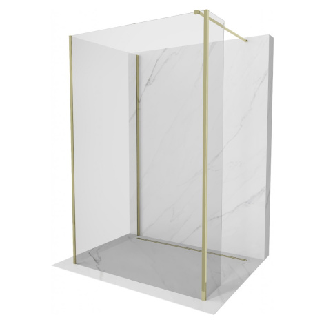 MEXEN/S Kioto Sprchová zástěna WALK-IN 130 x 120 x 40 cm, transparent, zlatá 800-130-120-221-50-