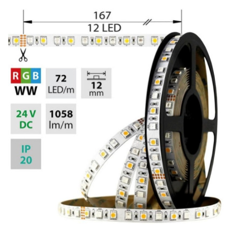 LED pásek McLED 24V RGBW WW teplá bílá 12mm IP20 17,3W/m ML-128.633.60.0 (5m)