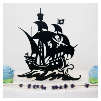 Dřevěný zápich do dortu s věkem - Pirátská loď