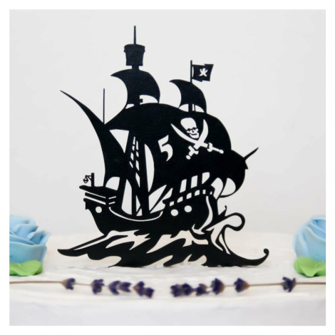 Dřevěný zápich do dortu s věkem - Pirátská loď DUBLEZ