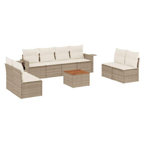 vidaXL 9dílná zahradní sedací souprava s poduškami béžová polyratan