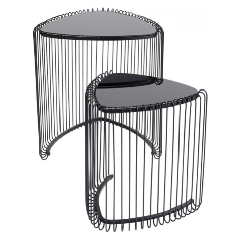 KARE Design Odkládací stolek Wire Triangle - černý (set 2 kusů)