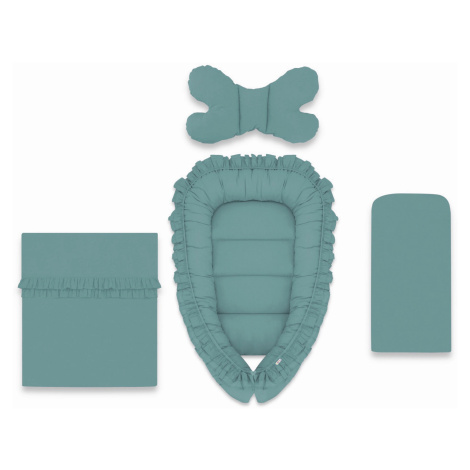 Baby Nellys 4-dílná sada oboustranné hnízdečko 55 x 75 cm, ROYAL - tm. mátová